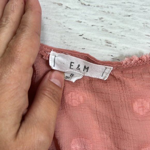 E & M Pink Sheer Polka Dot Top SMALL - Picture 4 of 6